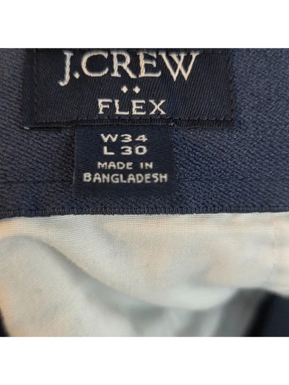 J.Crew Men's Flex Cotton Chino Pants Blue Straight Fit Classic 34x30